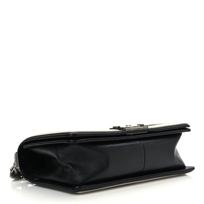 Calfskin Pleated Medium Boy In Rome Flap Black White