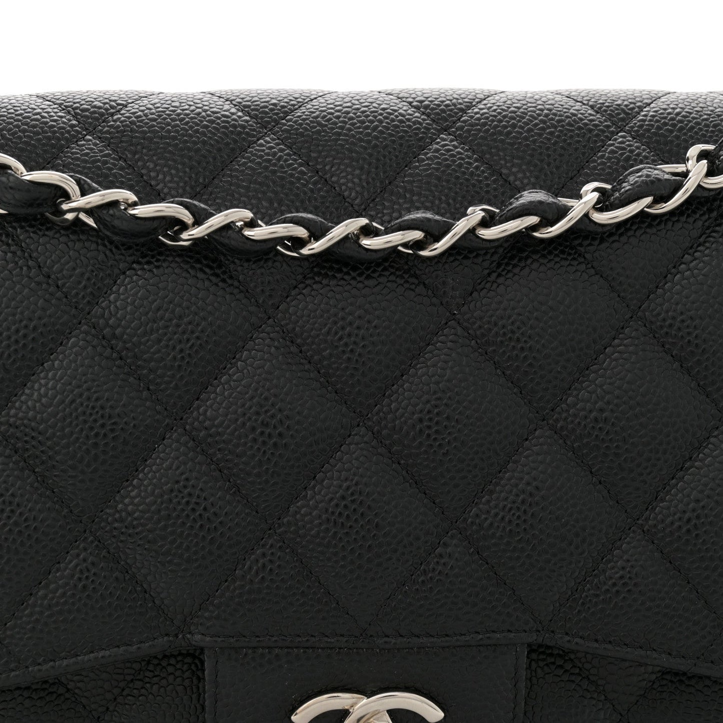Caviar Quilted Jumbo Double Flap Black