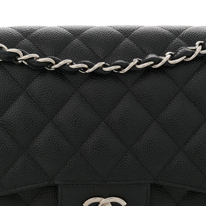 Caviar Quilted Jumbo Double Flap Black