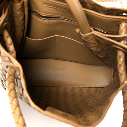 Nappa Intrecciato Medium Andiamo Shoulder Bag Dark Praline