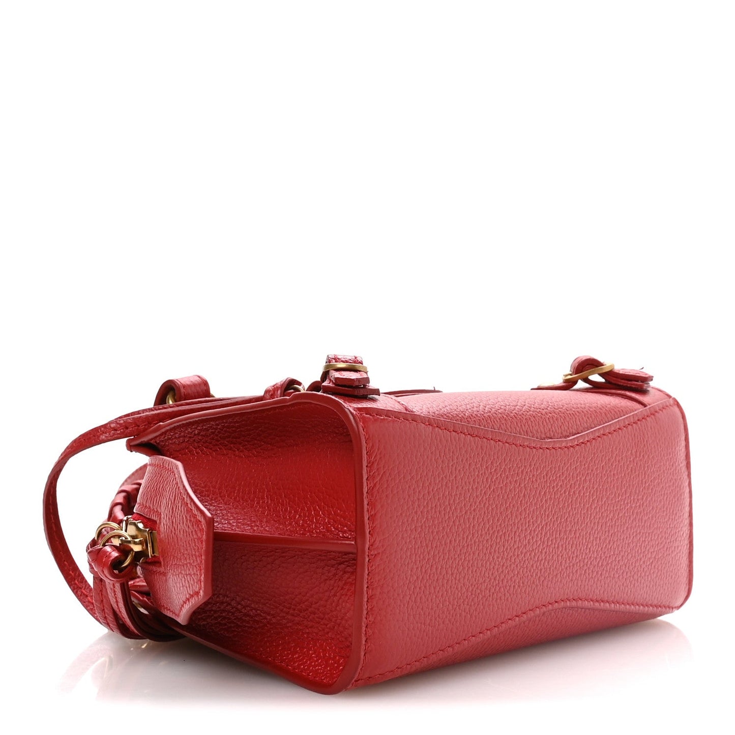 Grained Calfskin Neo Classic Gold Hardware Nano City Crossbody Medium Red