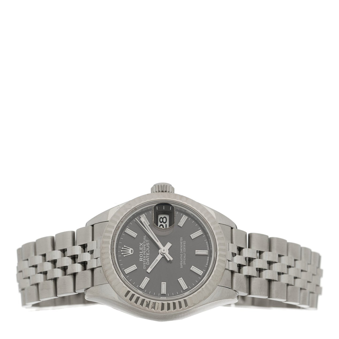 Stainless Steel 18K White Gold 28mm Oyster Perpetual Datejust Watch Black 279174