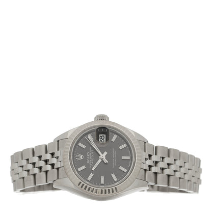 Stainless Steel 18K White Gold 28mm Oyster Perpetual Datejust Watch Black 279174