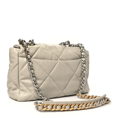 Lambskin Quilted Large Chanel 19 Flap Grey