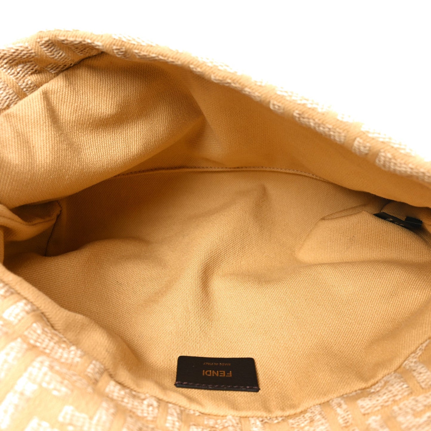 Fabric Jacquard Raffia Straw Fringe Medium Mamma Baguette Beige