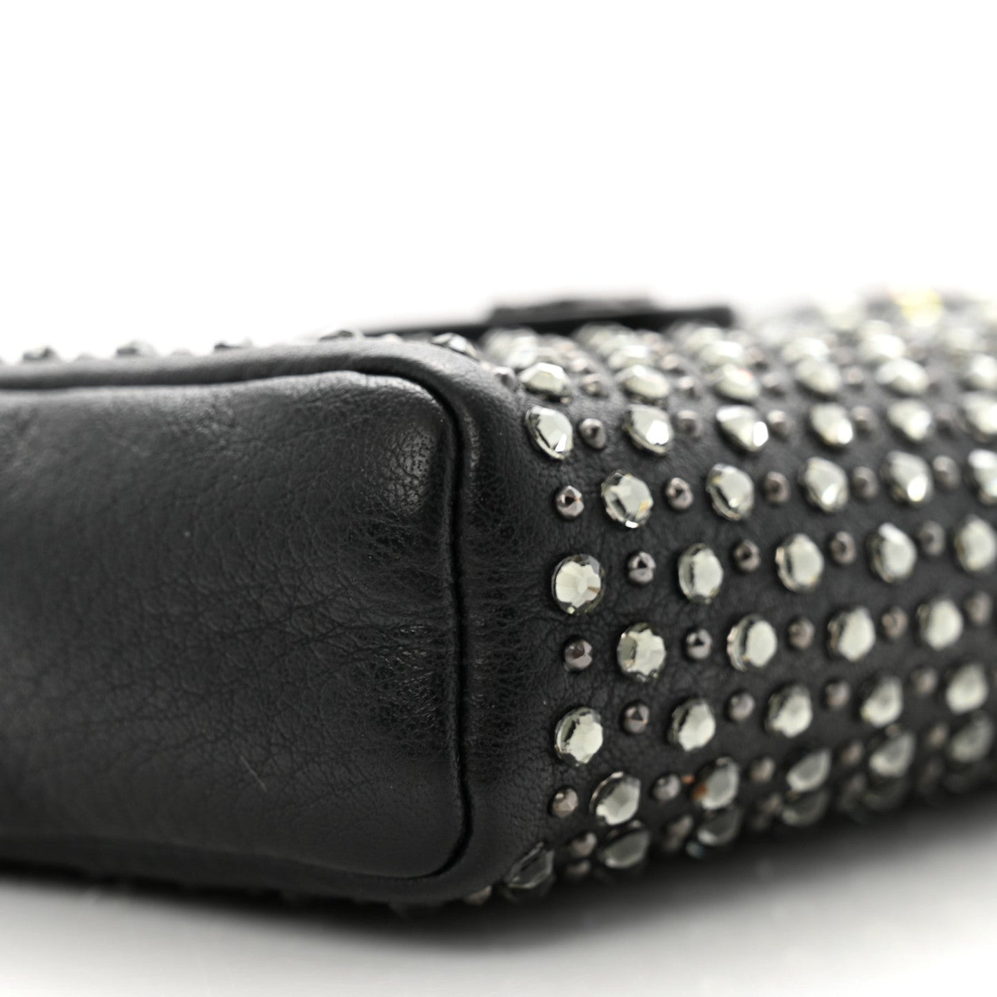 Calfskin Strass Studded Mini Phone Holder Clutch Black