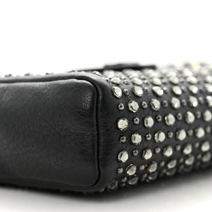 Calfskin Strass Studded Mini Phone Holder Clutch Black