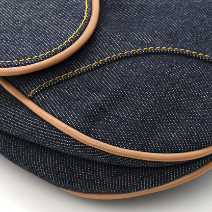 Denim Calfskin Saddle Bag Blue