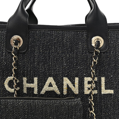 Denim Small Deauville Tote Dark Blue White