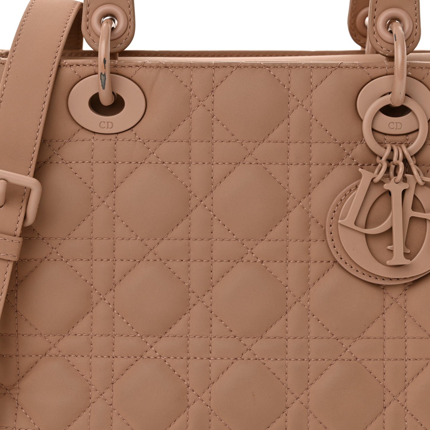 Ultra Matte Calfskin Cannage Medium Lady Dior Beige