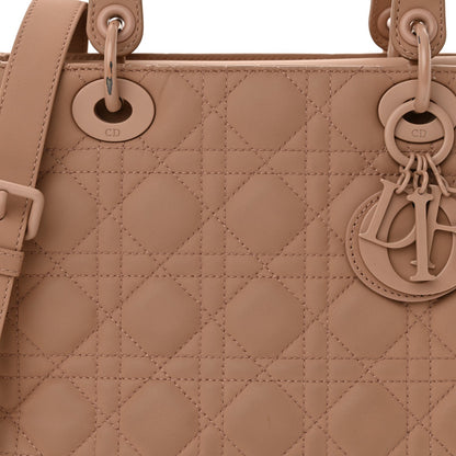 Ultra Matte Calfskin Cannage Medium Lady Dior Beige