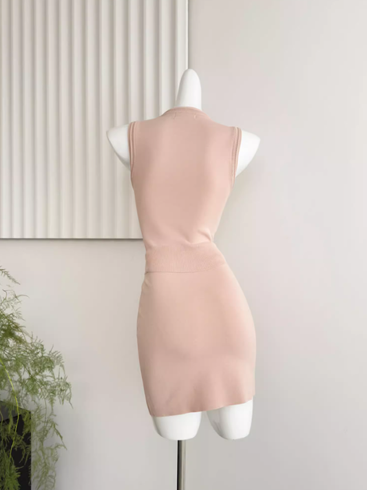 Korean style sleeveless temperament hyperbolic knitted fashion suit two-piece suit for women R0290