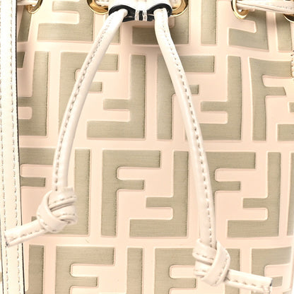 Vitello Liberty F is Fendi Bi-Color FF 1974 Embossed Mini Mon Tresor Bucket Bag Camelia Mandorlo