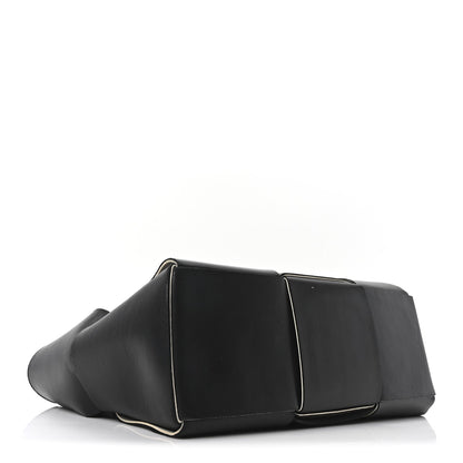 Nappa Maxi Intrecciato Medium Arco Tote Black White