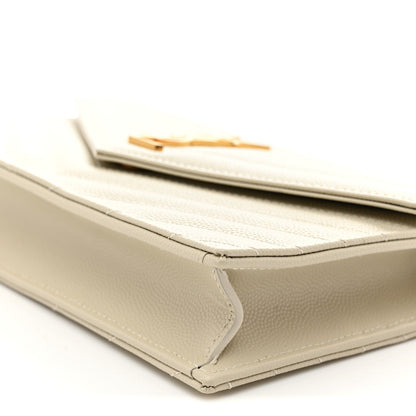 Grain De Poudre Matelasse Chevron Monogram Envelope Chain Wallet Crema Soft