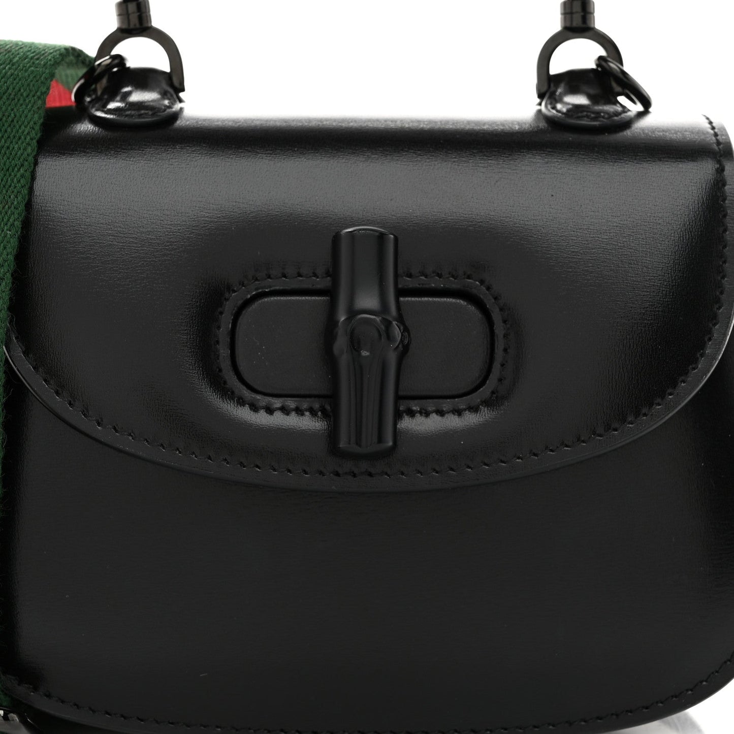 Boarded Dyana Lux Calfskin Web Monochrome Mini Bamboo 1947 Top Handle Bag Black