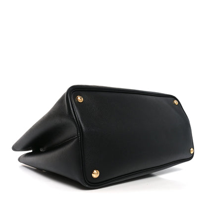 Saffiano Cuir Large Double Bag Black Fuoco