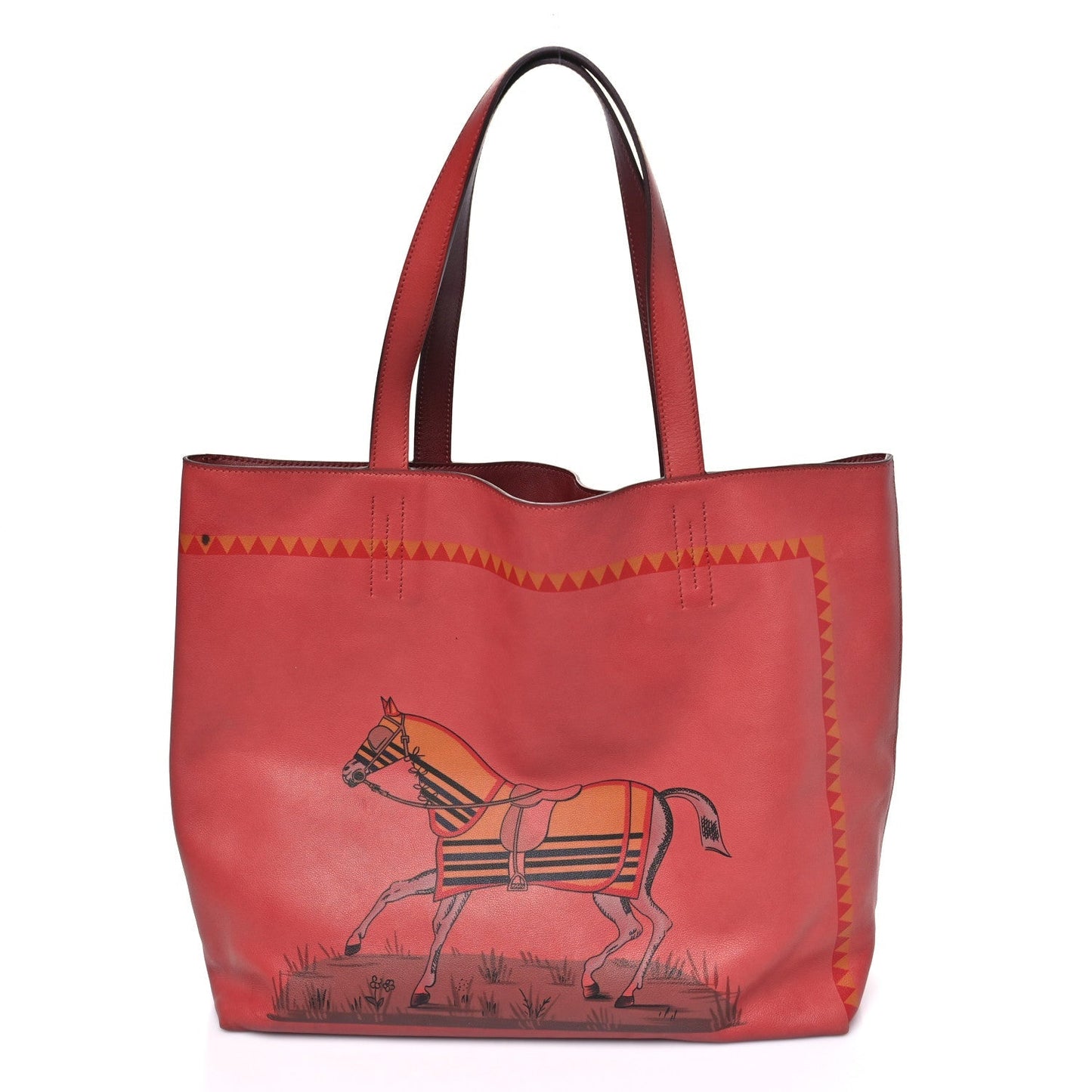 Veau Sikkim Horse Print Double Sens 36 Reversible Tote