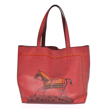 Veau Sikkim Horse Print Double Sens 36 Reversible Tote