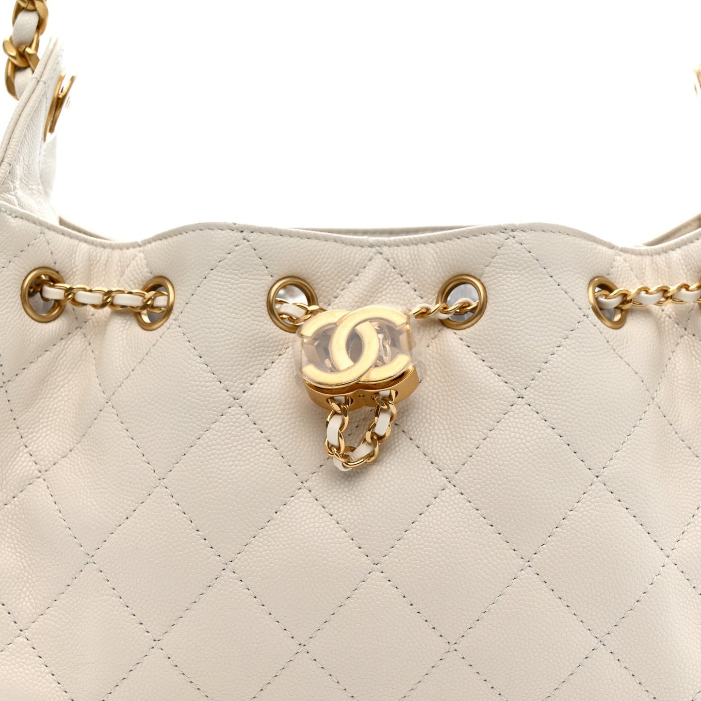 Caviar Quilted Mini Chanel 25 Handbag White