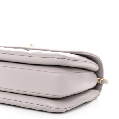 Lambskin Quilted Small Trendy CC Flap Dual Handle Bag Grey