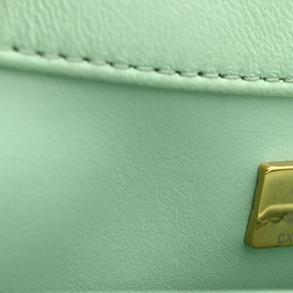 Lambskin Quilted Pearl Small Flap Light Green