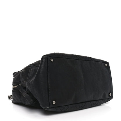 Calfskin Large Diamond Stitch Tote Black