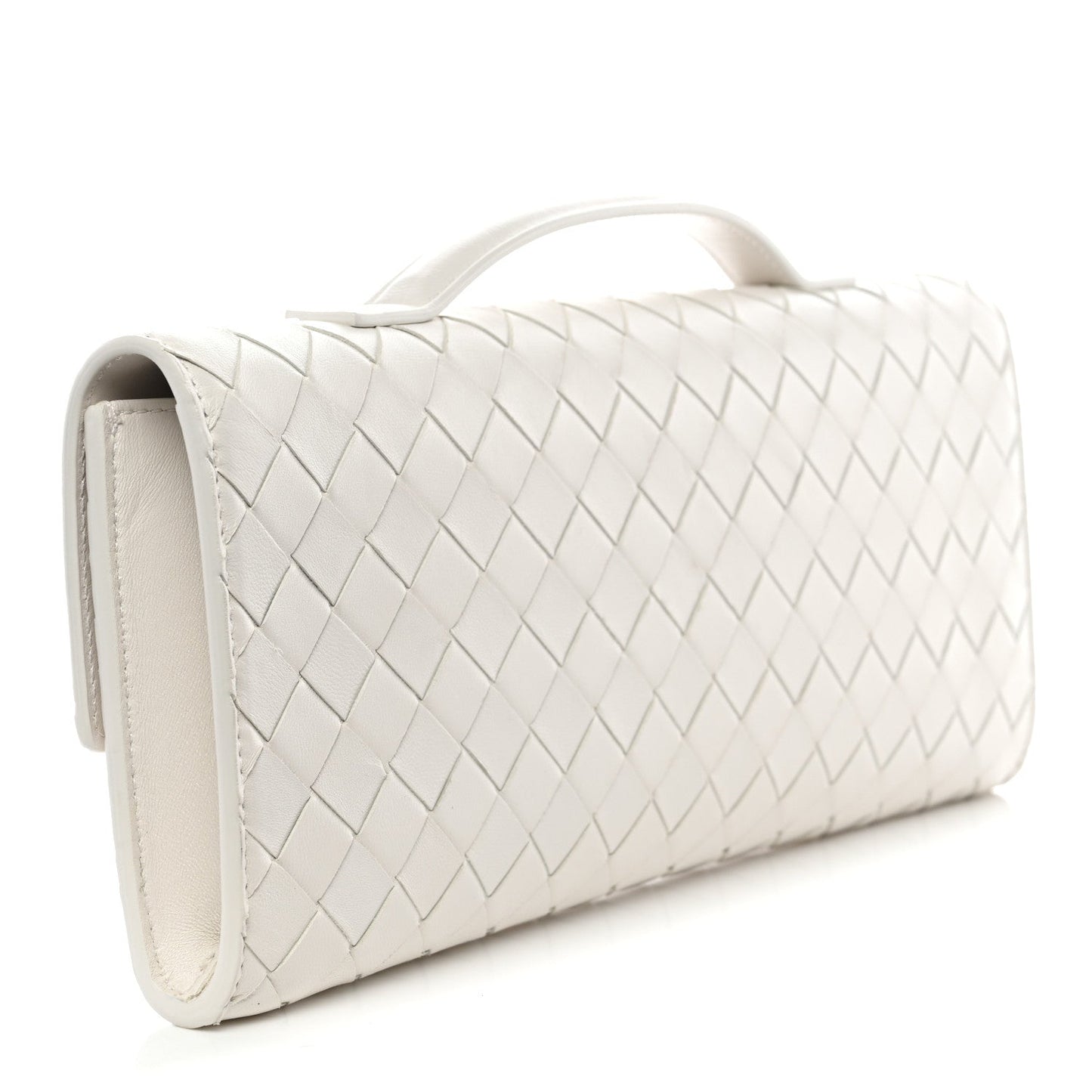 Nappa Intrecciato Long Andiamo Top Handle Clutch White