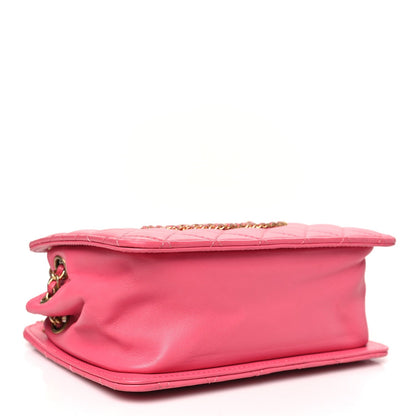 Calfskin Quilted Small CC Chain Accordion Tote Pink