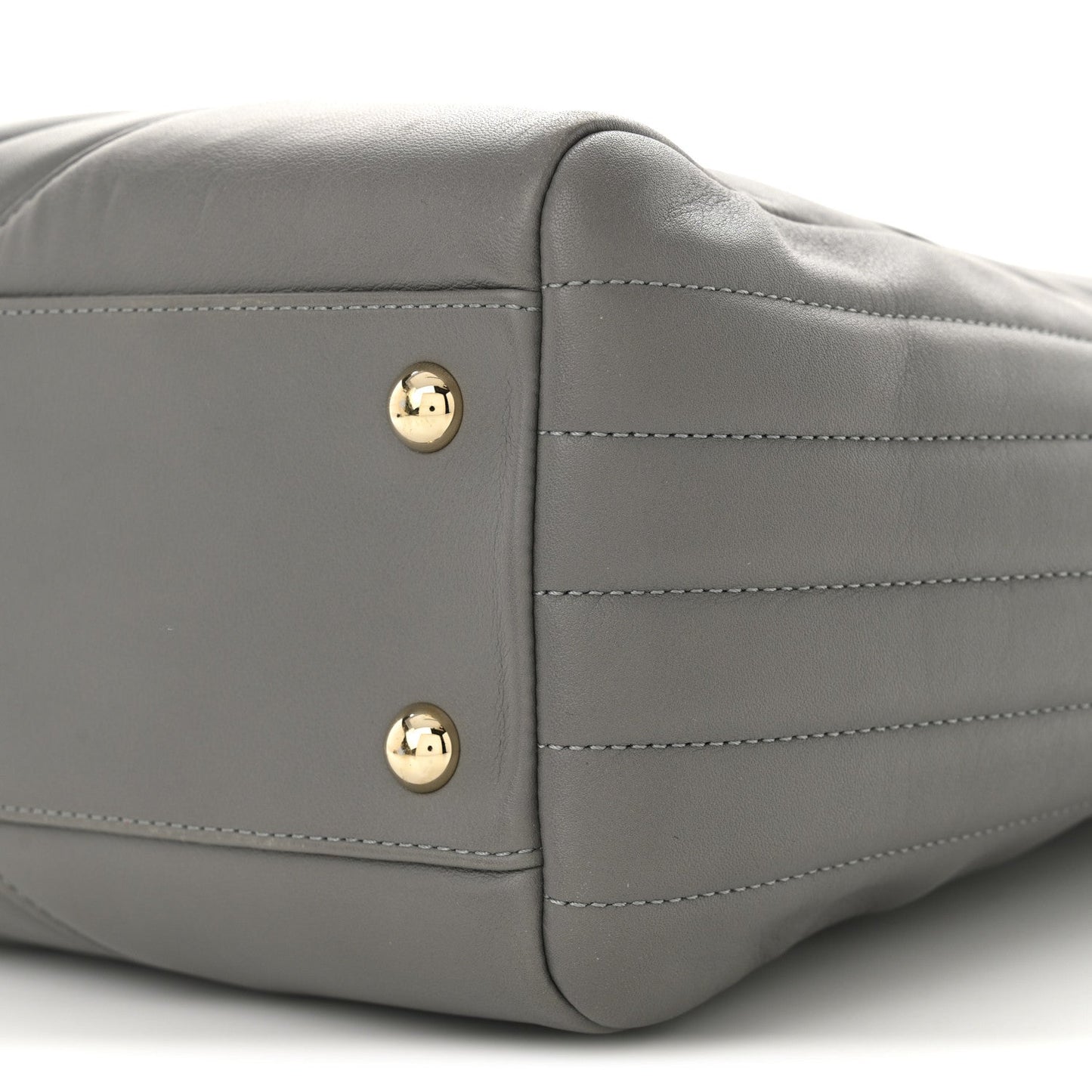 Calfskin Chevron Quilted Statement Shopping Tote Grey