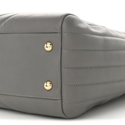 Calfskin Chevron Quilted Statement Shopping Tote Grey