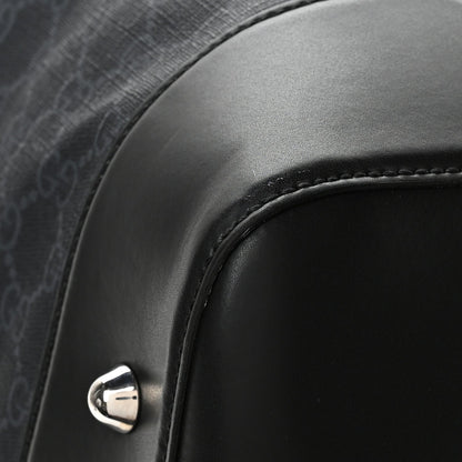 Soft GG Supreme Monogram Appia Calfskin Web Large Carry On Duffle Bag Black Grey