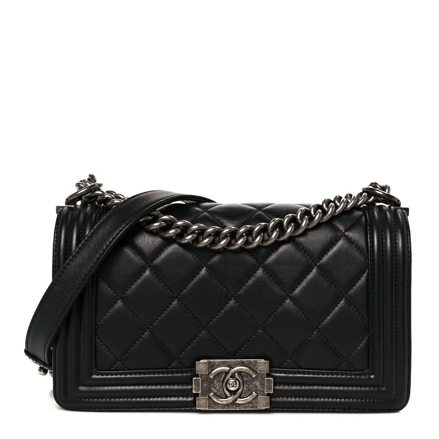Calfskin Quilted Medium Boy Flap Black