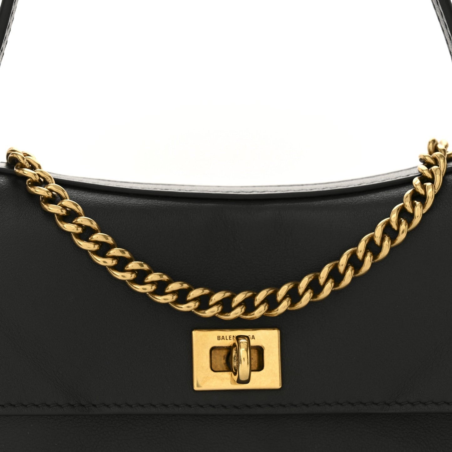 Natural Smooth Calfskin Nano Rodeo Top Handle Handbag Black