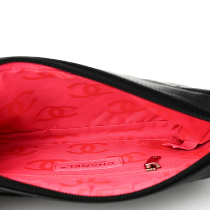 Calfskin Quilted Cambon Pochette Black