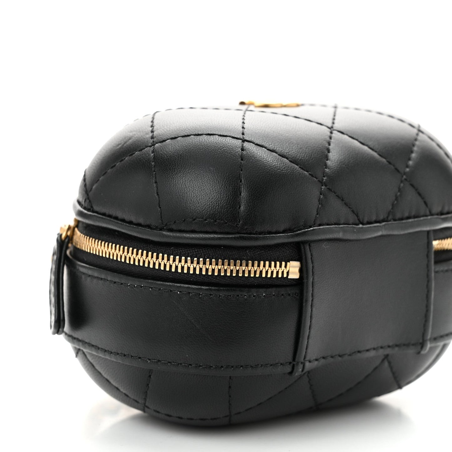 Lambskin Quilted CC Bubble Vanity Case With Chain Black