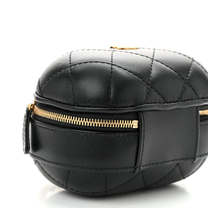 Lambskin Quilted CC Bubble Vanity Case With Chain Black