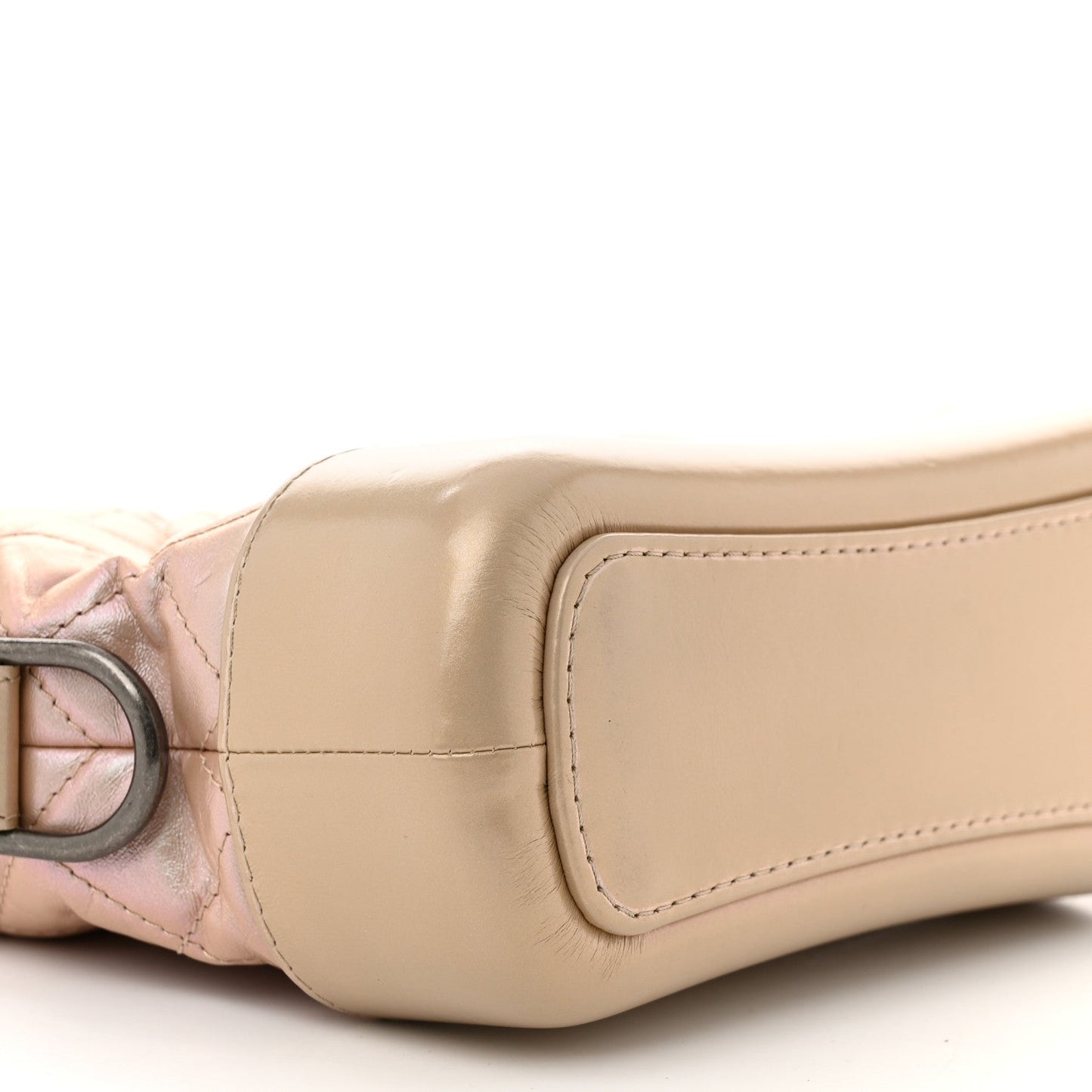 Iridescent Aged Calfskin Quilted Small Gabrielle Hobo Light Pink