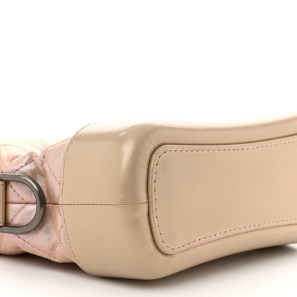 Iridescent Aged Calfskin Quilted Small Gabrielle Hobo Light Pink