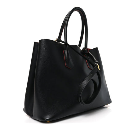 Saffiano Cuir Large Double Bag Black Fuoco