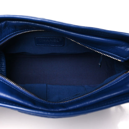 Aged Smooth Calfskin Quilted Medium Gabrielle Logo Hobo Blue