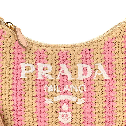 Yarn Raffia Effect Crochet Striped Re-Edition 2005 Shoulder Bag Naturale Petalo
