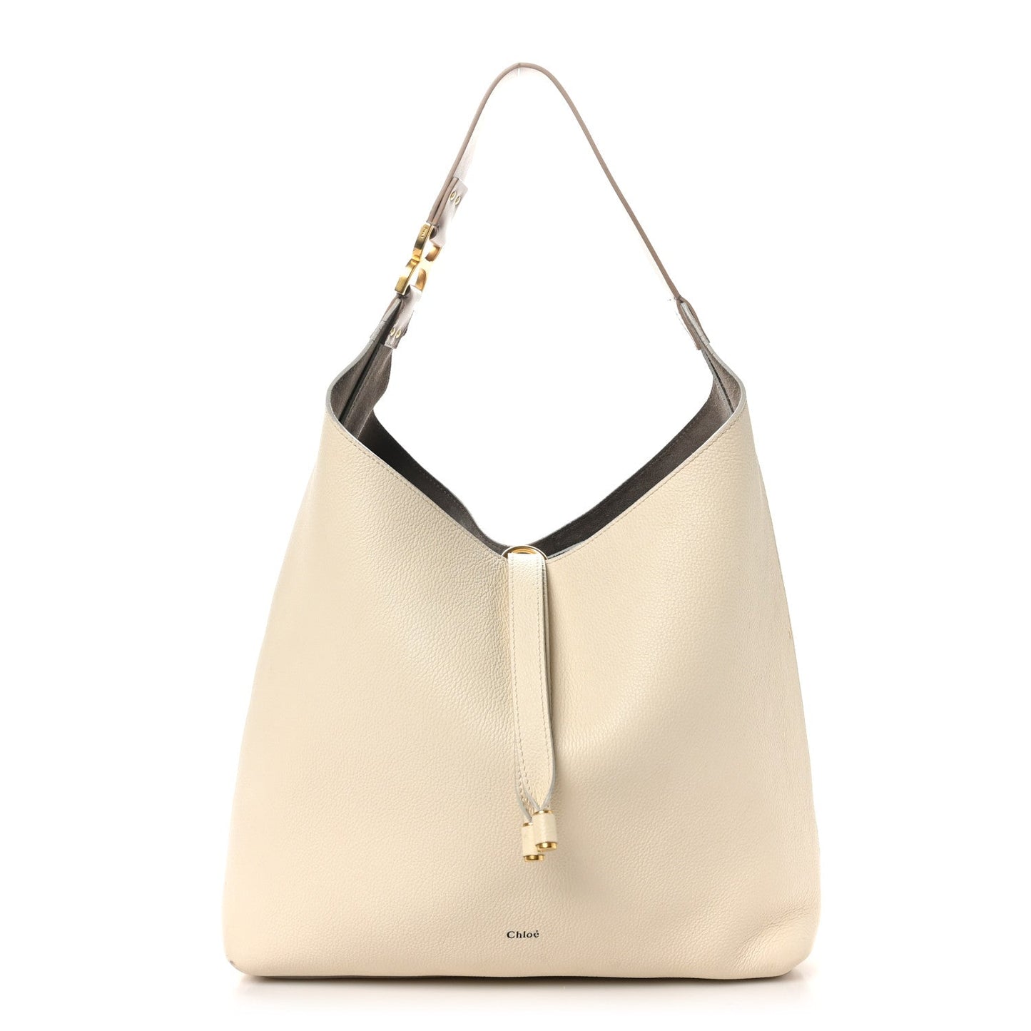 Grained Calfskin Small Marcie Hobo Bag Sweet Beige