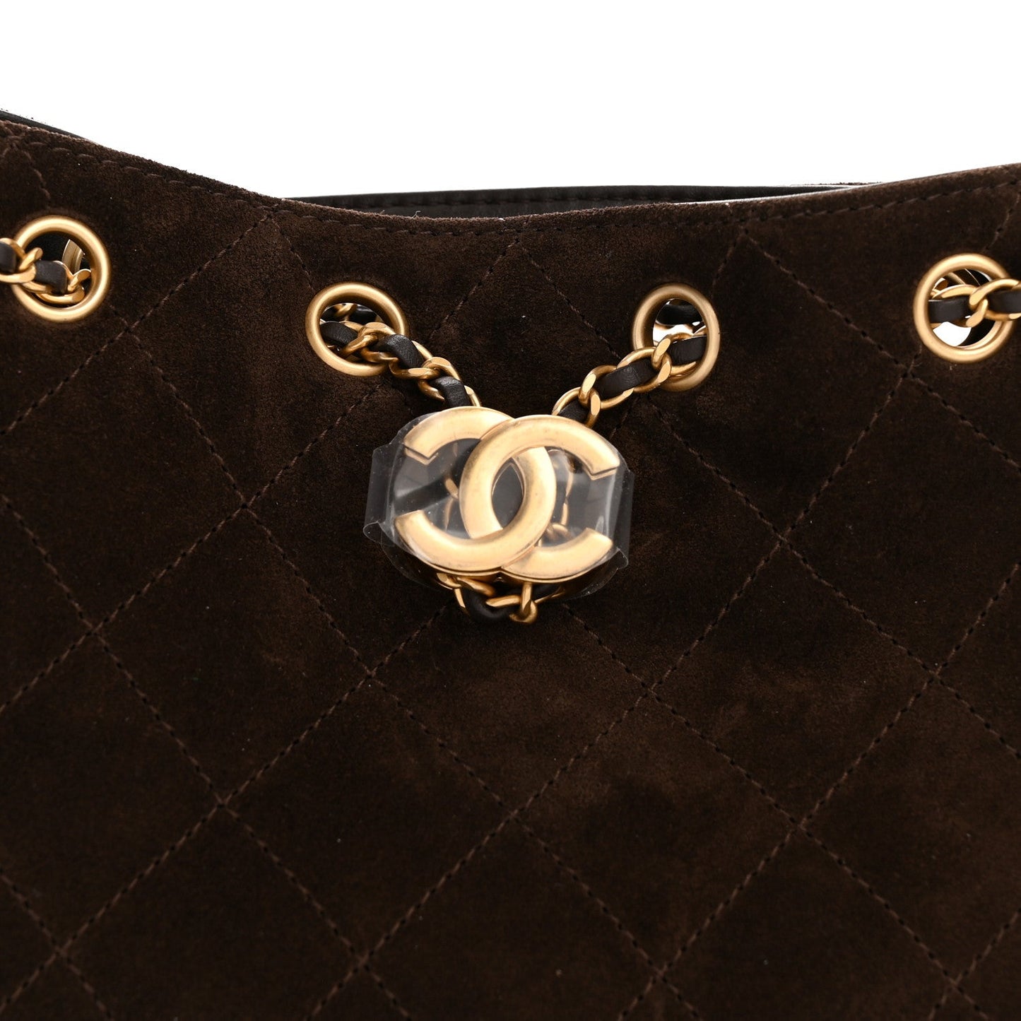 Suede Quilted Mini Chanel 25 Handbag Dark Brown