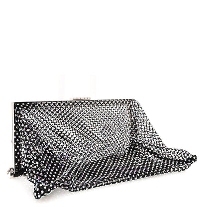Mesh Crystal Medium Fanny Shoulder Bag Black