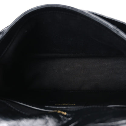 Crinkled Calfskin Matelasse Monogram Baby Niki Chain Satchel Black