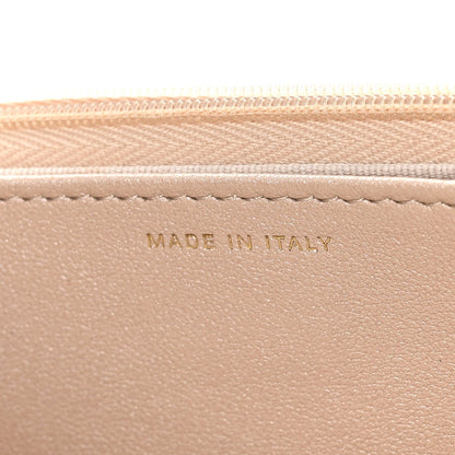 Pearly Lambskin Quilted Charms Wallet On Chain WOC Beige