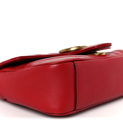 Calfskin Matelasse Mini GG Marmont Shoulder Bag Hibiscus Red