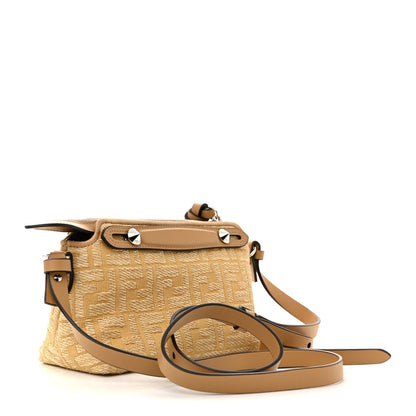 Raffia Jacquard FF 1974 Mini Soft By The Way Boston Bag Beige