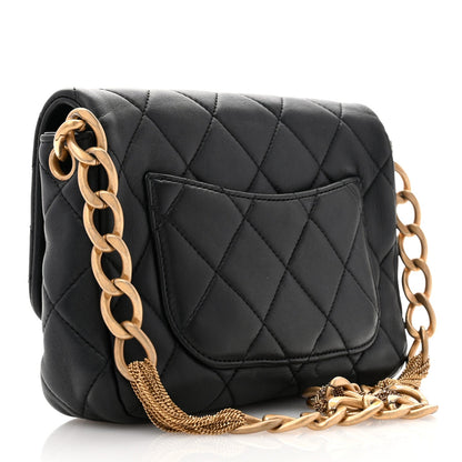 Lambskin Quilted Chain Flap Black